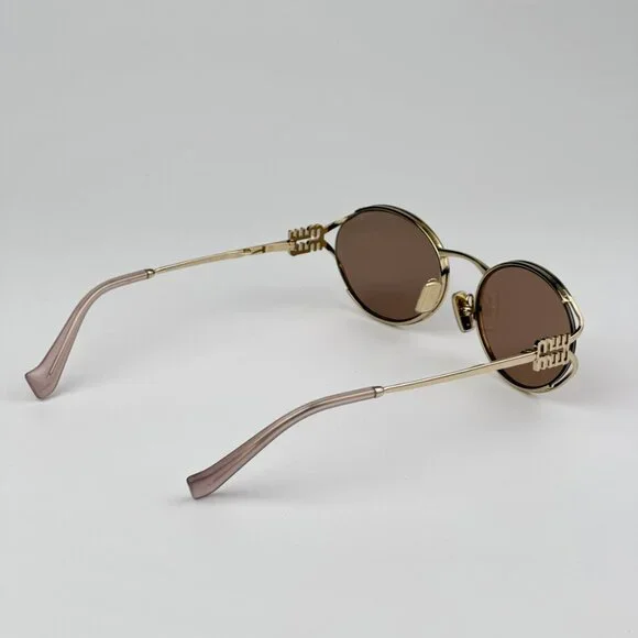 Miu Miu MU52YS ZVN20F BRAND NEW Sunglasses Pink Gold Mirror Silver Oval Unisex - Picture 6 of 11